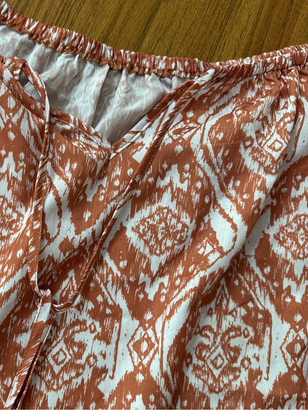 Women's Off-Shoulder Boho Blouse in Rust and White - XL 1X